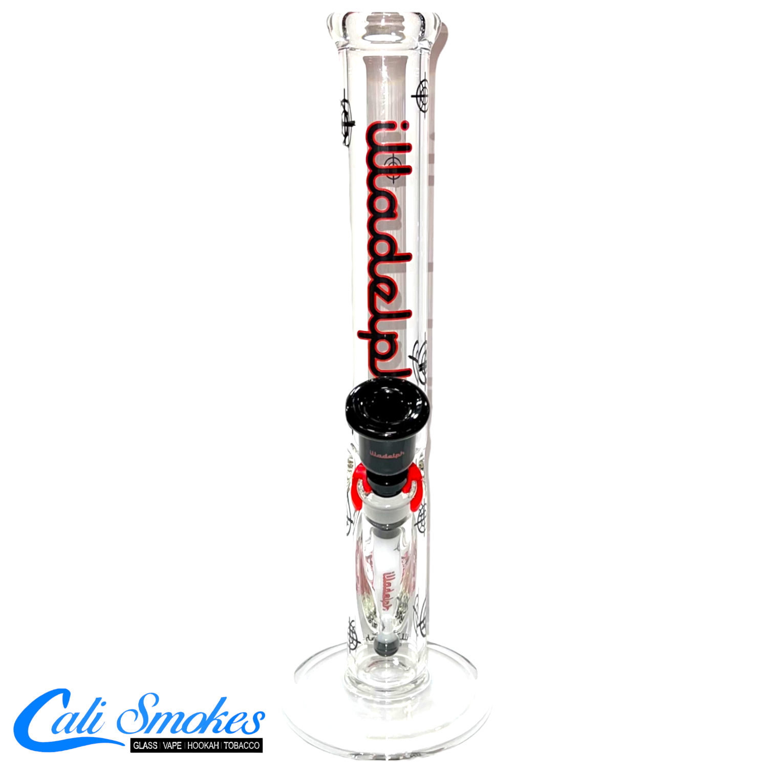 ILLADELPH BLACK & RED SCOPED STRAIGHT TUBE BONG