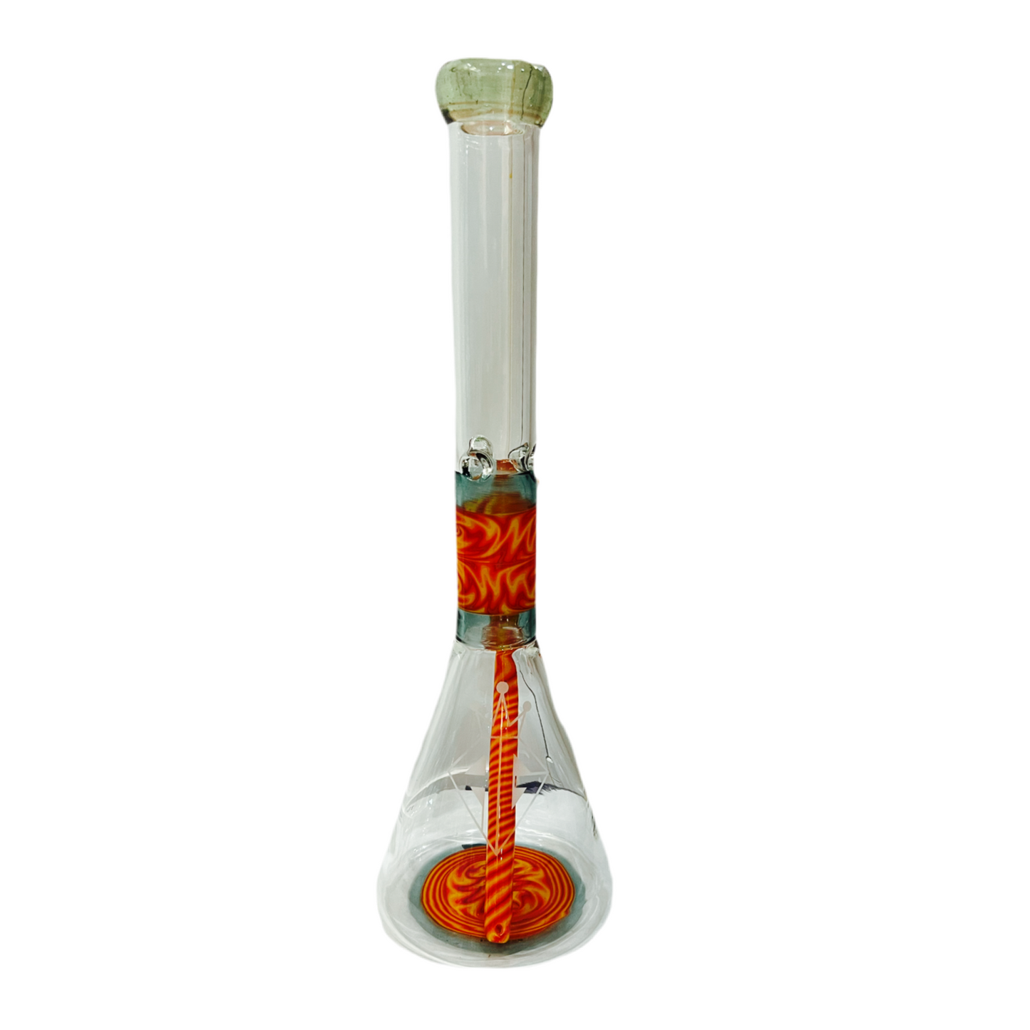 AUGY GLASS  ORANGE WIG WAG  STACKED BEAKER