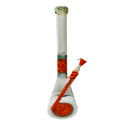 AUGY GLASS  ORANGE WIG WAG  STACKED BEAKER