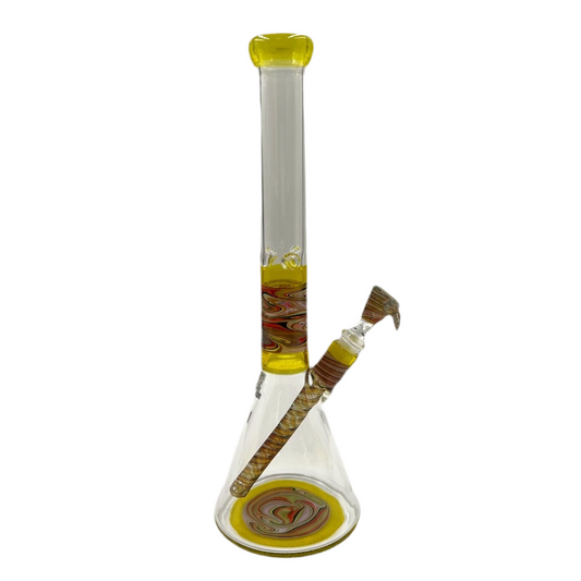 AUGY GLASS 15" YELLOW/WARM WIG-WAG STACKED BEAKER