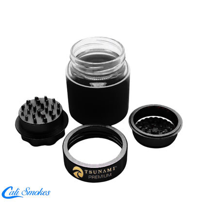 Tsunami Premium Metal Grinder Air Tight Glass Jar With Locking Lid